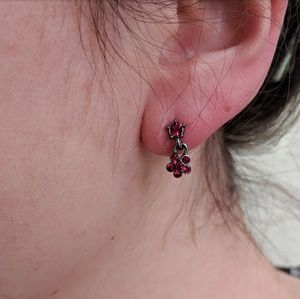 CLOSET SALE Red flower stud dangle earrings